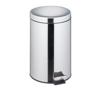 Relaxdays Kitchen Bin, 20 litres, Mirror-Polished Stainless Steel, Trash Can, Removable Inner Bucket, Foot Pedal, Silver