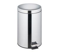 Relaxdays Kitchen Bin, 20 litres, Mirror-Polished Stainless Steel, Trash Can, Removable Inner Bucket, Foot Pedal, Silver