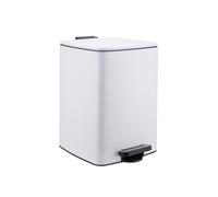Relaxdays Kitchen Bin, 20 Litres, Soft-Close Lid, Removable Inner Bin, Matt Metal, Square Pedal, White