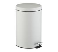 Relaxdays Kitchen Bin, 20 Litres, with Lid, Removable Inner Bucket, Foot Pedal, Matte Finish, Waste Disposal, White, Steel