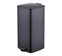 Relaxdays Kitchen Bin, 30 litres, soft-close lid, black | removable inner bucket, matt metal, square pedal bin