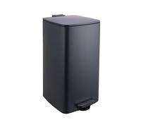 Relaxdays Kitchen Bin, 30L, Soft-Close Lid, Removable Inner, Matte Metal, Rectangular Pedal Bin, 53x29x34cm, Dark Grey