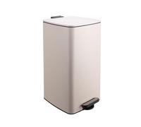 Relaxdays Kitchen Bin, 30L, Soft-Close, Removable Inner, Matte Metal, Rectangular Pedal Bin, Beige, 53x29x34cm