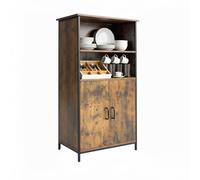 Relaxdays kitchen cabinet, industrial style, kitchen shelf with doors, HWD: 124.5 x 60 x 35 cm, vintage design, brown