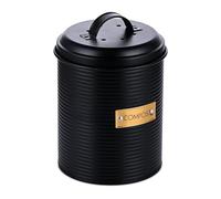 Relaxdays Kitchen Compost Bin, 2.5 l, small bin, lid with air holes and odour filter, steel, black