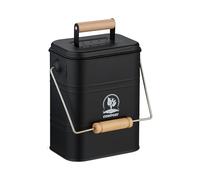 Relaxdays Kitchen Compost Bin, 3.5 litres, Iron & Wood, 2 Charcoal Odour Filters, Lid & Handle, Food Waste Caddy, Black