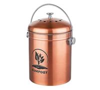 Relaxdays Kitchen Compost Bin, 5 Litres, Organic Food Waste Caddy | Stainless Steel, Odour Filter, with Lid & Handle