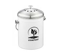 Relaxdays Kitchen Compost Bin, 5 Litres, Stainless Steel, Odour Filter, with Lid & Handle, Organic Food Waste Caddy