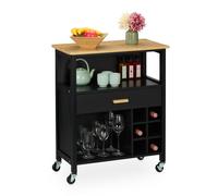 Relaxdays Kitchen Island Cart with Wine Rack