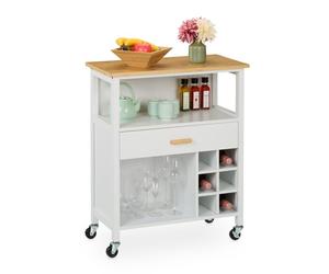 Relaxdays Kitchen Island Cart with Wine Rack