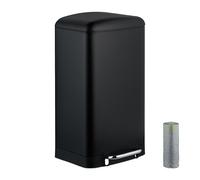 Relaxdays Kitchen Pedal Bin, 30 L, Rubbish Disposal, Anti-Fingerprint, Removable Inner Bucket, Stainless Steel, Black