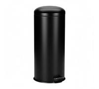 Relaxdays Kitchen Pedal Bin 30L, Soft Close Lid, Inner Handle, Round Metal, 68x33x29cm Grey