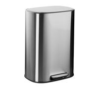 Relaxdays 50 Litre Kitchen Removable Inner Foot Soft Close Stainless Steel Pedal Bin Silver, 10% Plastic 90%