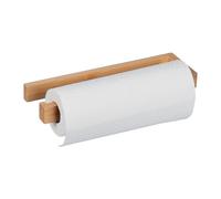 Relaxdays Kitchen Roll Holder, Adhesive, Wall-Mounted, Bamboo Paper Towel Rack, No Drilling, HWD: 3 x 31 x 9 cm, Natural