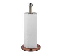 Relaxdays Kitchen Roll Holder, Stainless Steel, Paper Towel Stand for The Counter, HxØ: 35x15cm, Silver/Bronze