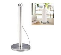 Relaxdays Kitchen Roll Holder Standing, Brushed Stainless Steel, Paper Towel Rack for The Kitchen, HxØ: 35x15 cm, Silver