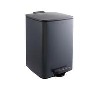 Relaxdays Kitchen Rubbish Bin, 12 Litres, Soft-Close Mechanism, Removable Inner Bucket, Matte Metal, Square Pedal Bin, Dark Grey