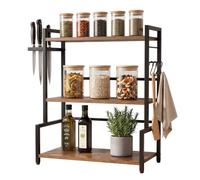 Relaxdays Kitchen Shelf for Worktop, HxWxD: 51 x 43 x 20 cm, brown/black