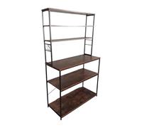 Relaxdays Kitchen Shelf with 6 Shelves and Worktop, 167x100x40 cm, Brown/Black Microwave Rack