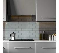 Relaxdays 10029442_1205 Kitchen Splashback Panel, Safety Glass, Cooker Splatter Guard, 40 x 120 cm, Wall-Mount, Transparent