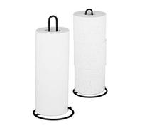 Relaxdays Kitchen Towel Holder Set of 2, Freestanding, Toilet Paper Organiser, Metal, Subtle, HD 32x13 cm, Black