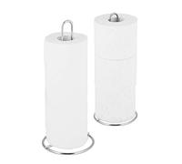 Relaxdays Kitchen Towel Holder Set of 2, Freestanding, Toilet Paper Organiser, Metal, Subtle, HD 32x13 cm, Silver