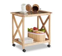 Relaxdays Kitchen Trolley made of Walnut