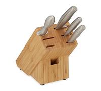 Relaxdays Knife Block, Bamboo, Storage for Blades, Universal Holder, 20 x 11.5 x 23.5 cm, Rack, Without Knives, Natural