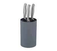 Relaxdays Knife Block, Empty, Round Blade Storage, HxD: 18 x 11 cm, Plastic, Standing, Universal Holder, Organiser, Grey, 18 x 11 x 11 cm