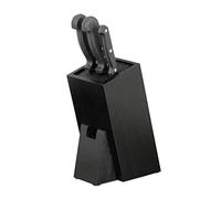 Relaxdays Knife Block with Bristle Insert, Empty Kitchen Rack for 6 Knives, Bamboo Stand, HWD 25x11x17 cm, Black