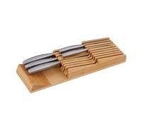 Relaxdays Knife Holder, Drawer Insert, for 9 Knives, Bamboo Organiser, Horizontal Storage, 5.5 x 13 x 40 cm, Natural, 5,5 x 13 x 40 cm
