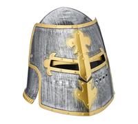 Relaxdays knight helmet, with hinged visor, for carnival, medieval pot helmet, plastic, silver/gold