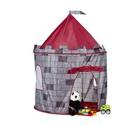 Relaxdays Knight’s Castle Play Tent, Medieval Playhouse for Boys, Ages 3 and Up, HxWxD: 125 x 105 x 105 cm, Grey