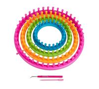 Relaxdays Knitting Loom Set, 4 Frames, Round Rings, Children & Adults, Hat & Scarf, Ø 28cm, 24cm, 19cm, 14cm, Colourful