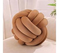 Relaxdays Knotted Cushion, brown | decorative Scandinavian knot cushion for sofa, Ø 25 cm