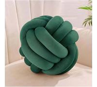 Relaxdays Knotted Cushion, dark green | decorative Scandinavian knot cushion for sofa, Ø 25 cm