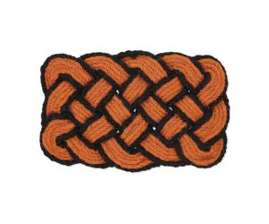 Relaxdays Knotted Orange/Black Coir Rug
