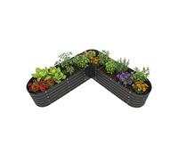 Relaxdays L-Shaped Raised Bed, Galvanised Metal, Garden Bed for Veg, Herbs & Flowers, 43 x 213 x 213 cm, Anthracite