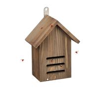 Relaxdays Ladybird House, Garden Insect Hotel, for Hanging, Untreated Wood, Hibernation Box, HWD: 22 x 17 x 10 cm, Brown