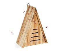 Relaxdays Ladybird House, Flamed Wood, Weatherproof, Hibernation, Hung Triangular Insect Hotel, 28 x 21 x 12 cm, Brown