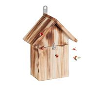 Relaxdays Ladybird House, Garden Insect Hotel, for Hanging, Flamed Wood, Hibernation Box, HWD: 23 x 18 x 10 cm, Brown