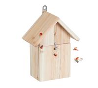 Relaxdays Ladybird House, Garden Insect Hotel, for Hanging, Untreated Wood, Hibernation Box, 23 x 18 x 10 cm, Natural