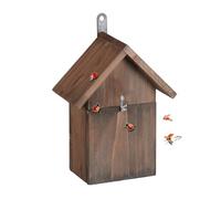 Relaxdays Ladybird House, Garden Insect Hotel, for Hanging, Untreated Wood, Hibernation Box, HWD: 23 x 18 x 10 cm, Brown