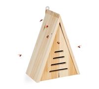 Relaxdays Ladybird House, Wood, Weatherproof, to Hang Up, Hibernation, Triangular Insect Hotel, 28 x 21 x 12 cm, Natural