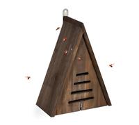 Relaxdays Ladybird House, Wood, Weatherproof, to Hang Up, Hibernation, Triangular Insect Hotel, 28 x 21 x 12 cm, Brown
