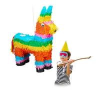 Relaxdays Lama Pinata, Hanging Children’s Donkey Piñata for Boys & Girls, Fillable, Birthday Decoration, colourful