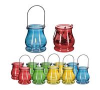 Relaxdays Lantern, Set of 12, Made of Glass, for Hanging, Indoor & Outdoor, Tea Light Holder, HxD 9.5x8.5 cm, Colourful, 9,5x8,5 cm