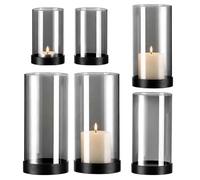 Relaxdays Lantern Set of 6, smoked glass with metal base, grey/black