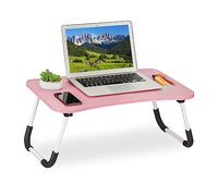 Relaxdays Lap Desk, for Bed & Sofa, Folding Laptop Tray, HWD: 26 x 63 x 40 cm, MDF & Iron, Notebook Table, Pink, Fibreboard, Plastic