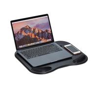 Relaxdays Lapdesk with Hand Pad, Phone Stand, Ergonomic Knee Tray for Laptops up to 11”, Plastic, Black, 5.5 x 44 x 32 cm